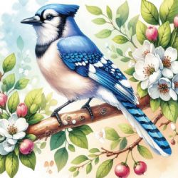 JACAROU - BLUE JAY ELEGANCE 40CM X 40CM - DIAMOND DOTZ